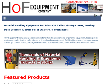HOF Equipment Company web screenshot