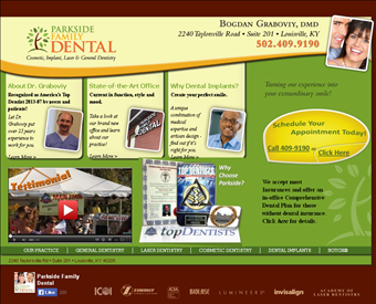 Parkside Family Dental web screenshot
