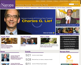 Naropa University web screenshot