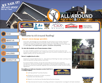 All Around Roofing and Exteriors Inc web screenshot