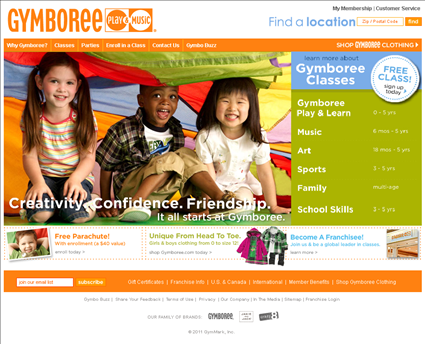 Gymboree Play & Music Center web screenshot