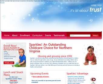 Sparkles Child Care web screenshot