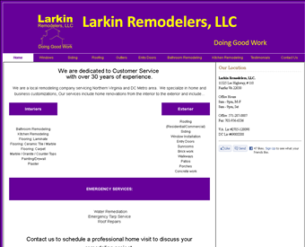 Larkin Remodelers llc web screenshot
