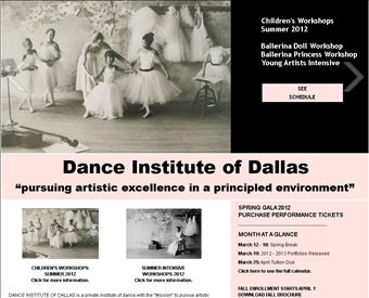 Dance Institute of Dallas web screenshot