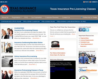 Texas Insurance Training Academy web screenshot