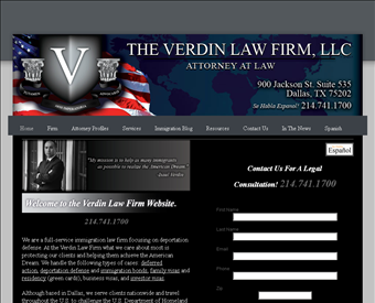 Verdin Law Firm web screenshot