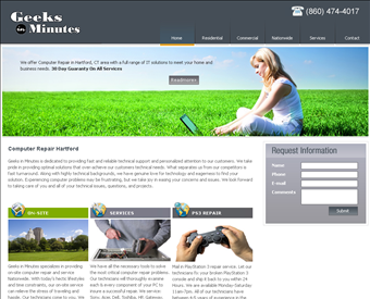 Computer Repair Hartford - Geeks In Minutes web screenshot