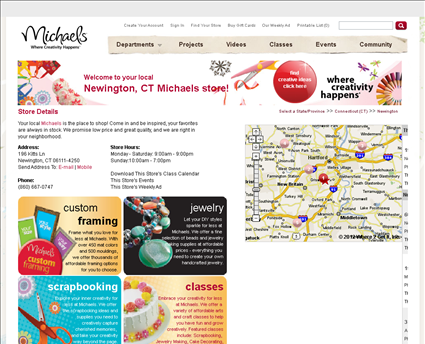 Michaels Arts & Crafts web screenshot