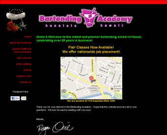 Bartending Academy web screenshot